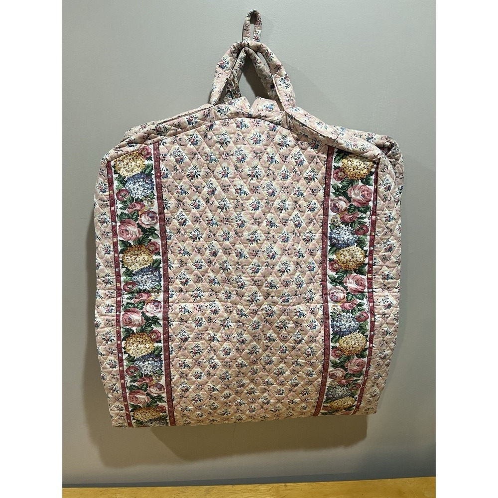 Vtg Vera Bradley English Rose Garment Bag Pink Cottagecore Rose Hydrangea